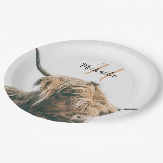 Hochlandportrait individuelle Name Pappteller (Schrägansicht)