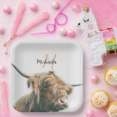 Hochlandportrait individuelle Name Pappteller (Party)