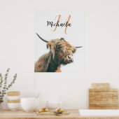 Hochlandportrait individuelle Name Poster (Küche)