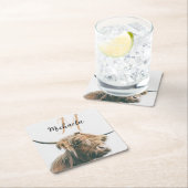 Hochlandportrait individuelle Name Rechteckiger Pappuntersetzer (Vor Ort)