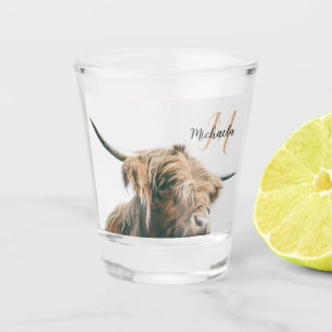 Hochlandportrait individuelle Name Schnapsglas