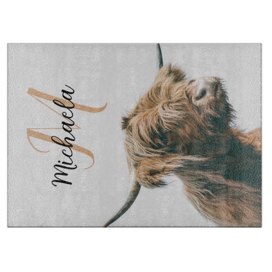Hochlandportrait individuelle Name Schneidebrett (Vorderseite)