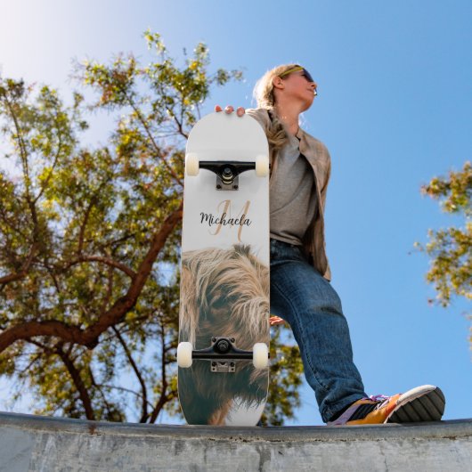 Hochlandportrait individuelle Name Skateboard (Außenbereich 1)