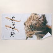 Hochlandportrait individuelle Name Strandtuch (Vorderseite)