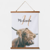 Hochlandportrait individuelle Name Wandteppich Mit Holzrahmen (Vorderseite)