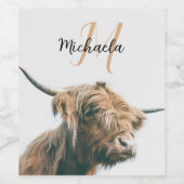 Hochlandportrait individuelle Name Weinetikett (Einzelnes Label)