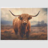 Hochlandskuh in Foggy Landscape Decoupage Papier (Vorderseite)