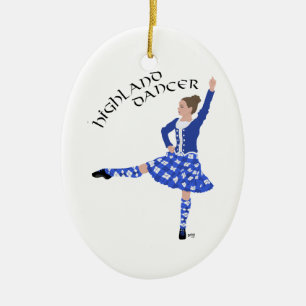 Hochlandtänzerin in Blau Keramik Ornament