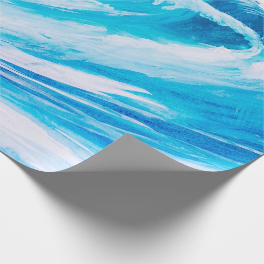 Hochozeanwellen im Wasser, blumarinfarbig Geschenkpapier (Ecke)