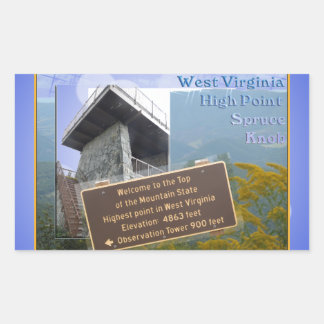 HOCHPUNKT WESTWESTVIRGINIEN - KNOB RECHTECKIGER AUFKLEBER