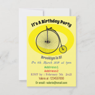 Hochrad Fahrrad Cartoon-Illustration Einladung