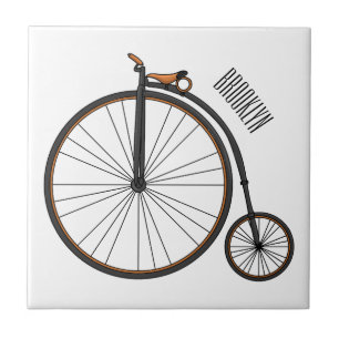Hochrad Fahrrad Cartoon-Illustration Fliese