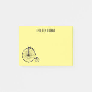 Hochrad Fahrrad Cartoon-Illustration Post-it Klebezettel