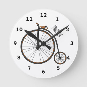 Hochrad Fahrrad Cartoon-Illustration Runde Wanduhr