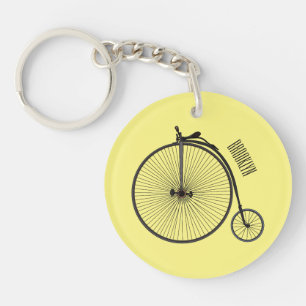 Hochrad Fahrrad Cartoon-Illustration Schlüsselanhänger