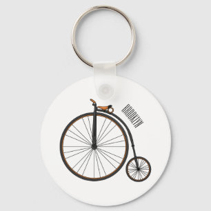 Hochrad Fahrrad Cartoon-Illustration Schlüsselanhänger