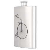 Hochrad-Vintage-Fahrrad-Monogramm Flachmann (Links)