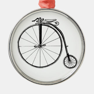 Hochrad-Vintage-Fahrradillustration Silbernes Ornament