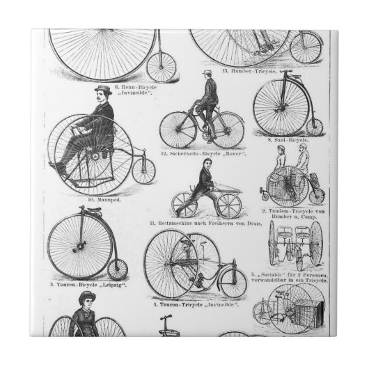 Hochrädriges Fahrrad Penny Farthing Fliese (Vorderseite)