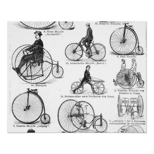 Hochrädriges Fahrrad Penny Farthing Poster (Vorderseite)