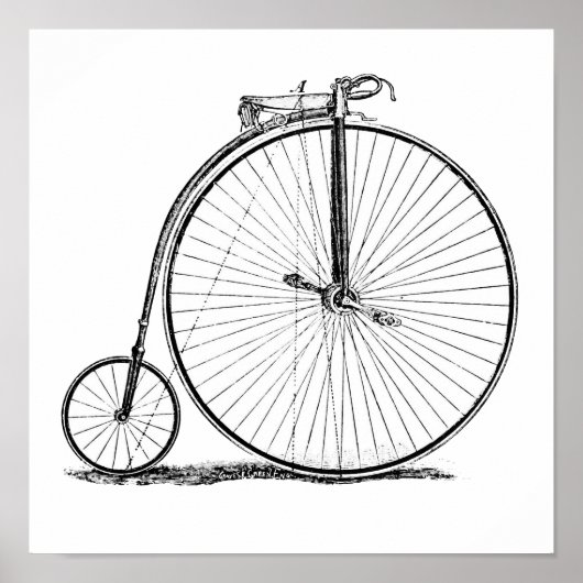 Hochrädriges Fahrrad Penny Farthing Poster (Vorne)