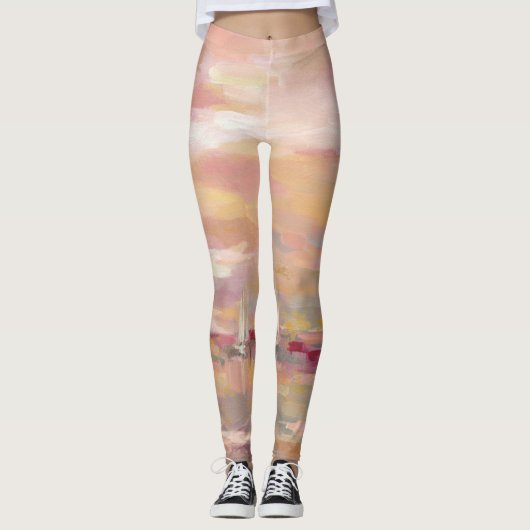 Hochrot-Wellen Leggings (Vorderseite)