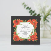 Hochrote Mohnblumen-Paar-Polterabend-Einladung Einladung (Stehend Vorderseite)