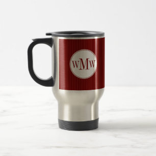 Hochrote Pinstripe-Monogramm-Tasse Reisebecher