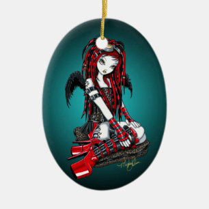 "Hochrote" rote TätowierungCyber Goth Keramikornament