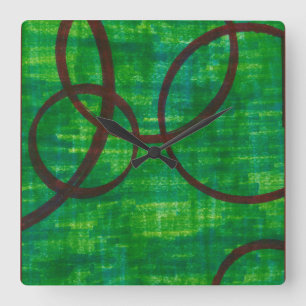 Hochrote Spur II Quadratische Wanduhr