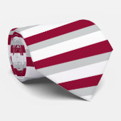 Hochrote und graue Horizontal-Gestreifte Krawatte (Gerollt)