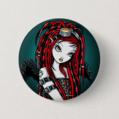 "Hochroter" roter TätowierungCyber Goth Button (Vorderseite)