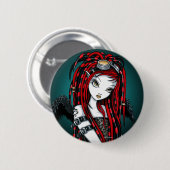 "Hochroter" roter TätowierungCyber Goth Button (Vorne & Hinten)