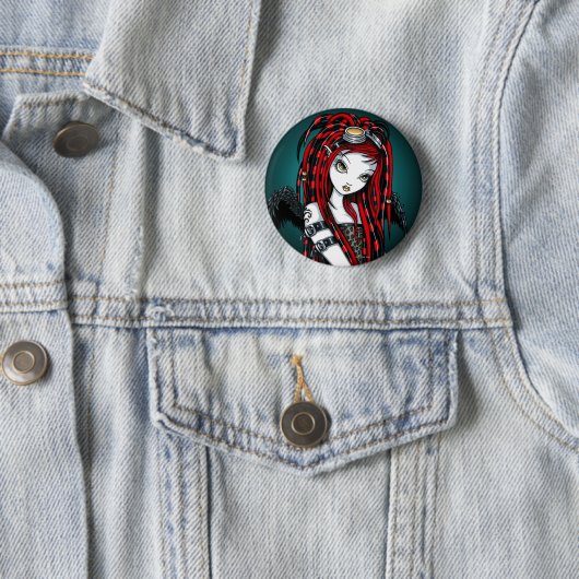 "Hochroter" roter TätowierungCyber Goth Button (Beispiel)