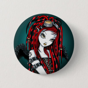 "Hochroter" roter TätowierungCyber Goth Button