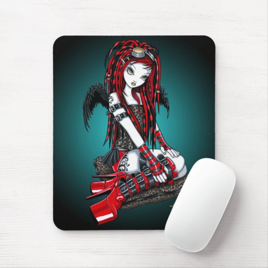 "Hochroter" roter TätowierungCyber Goth Engel Mousepad (Mit Mouse)