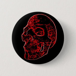 Hochroter Schädel-Knopf Button