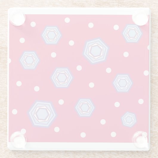 Hochrotes Rosa mit Hexagon-Glasgetränk-Untersetzer Glasuntersetzer (Rückseite)