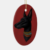 Hochrotes Rot Anubis Verzierung Keramikornament (Rechts)