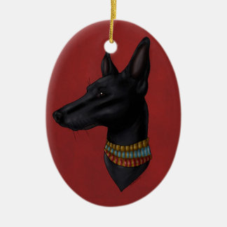 Hochrotes Rot Anubis Verzierung Keramikornament
