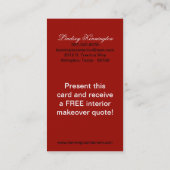 Hochrotes Rot-Schwarz-Damast-Visitenkarten Visitenkarte (Rückseite)