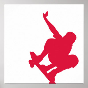 Hochrotes Rot-Skateboard Poster