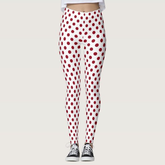 Hochrotes Rot-Tupfen-Kreise Leggings (Vorderseite)