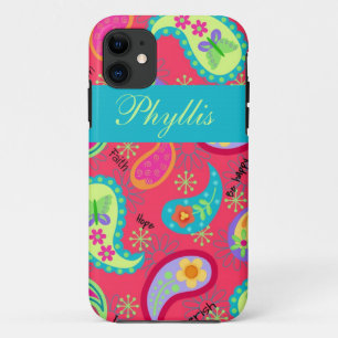 Hochrotes Rot-Türkis-modernes Paisley-Muster Case-Mate iPhone Hülle