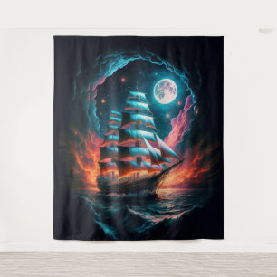 HOCHSCHIFFSEGELN IN DUNKELNIGHT DREAM ODYSSEY WANDTEPPICH