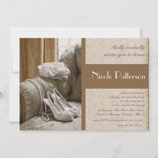 Hochschuhe Perlen Brause Dusche Einladung (Vorderseite)