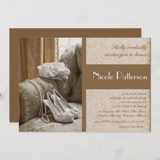 Hochschuhe Perlen Brause Dusche Einladung (Vorne/Hinten)