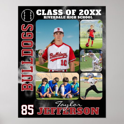 Hochschul-Baseballmannschaft Sportbild-Collage Poster (Vorne)