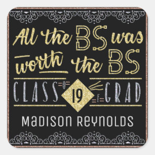 HochschulAbschluss-Junggeselle-Grad-lustiger Quadratischer Aufkleber