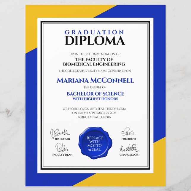 Hochschuldiplom der Blue Gold School Uni (Vorderseite)